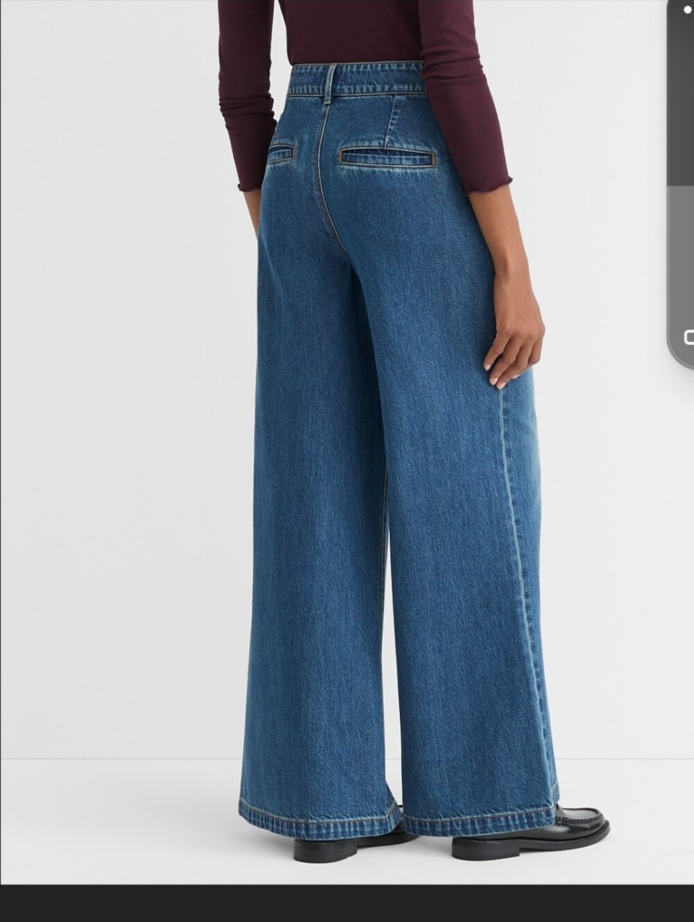 LOFT "The Trouser" Blue Denim Pallazo Wide-Leg Jeans